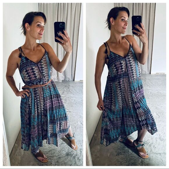 Anthropologie Akemi + Kin Tassel Midi Dress NEW Boho Rayon Small - Picture 5 of 13